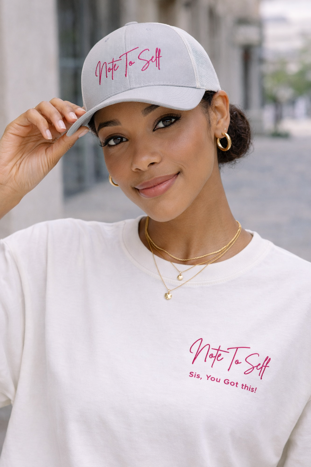 Note to Self Trucker Hat – Minimal Embroidered