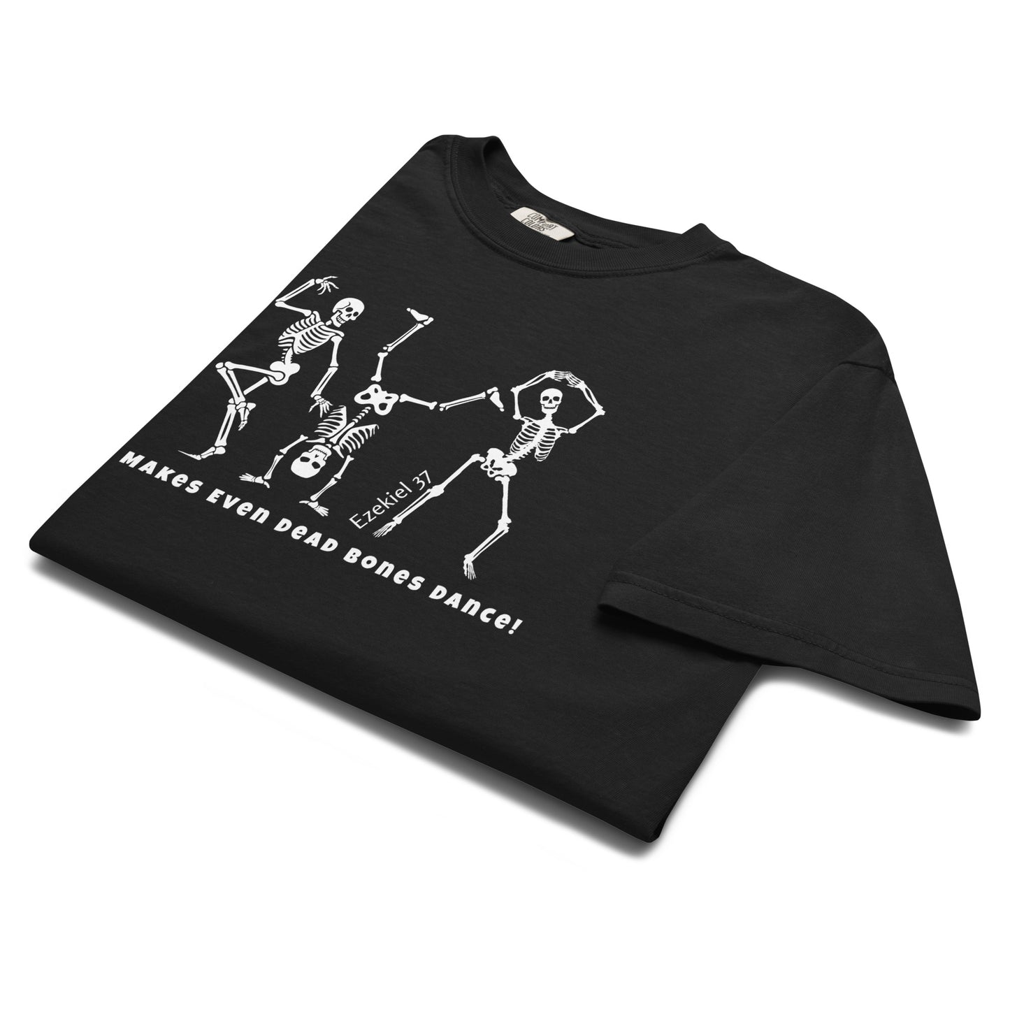 Black “Dancing Bones Tee” unisex Halloween T-shirt, Ezekiel 37