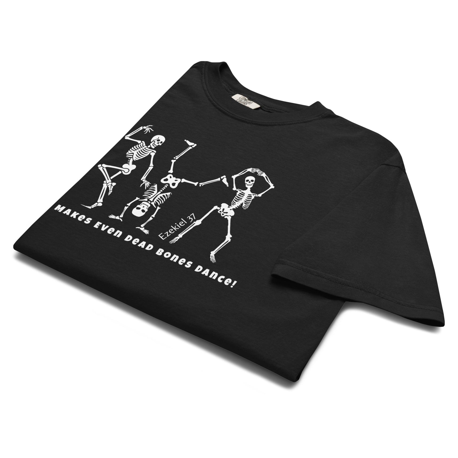 Black “Dancing Bones Tee” unisex Halloween T-shirt, Ezekiel 37