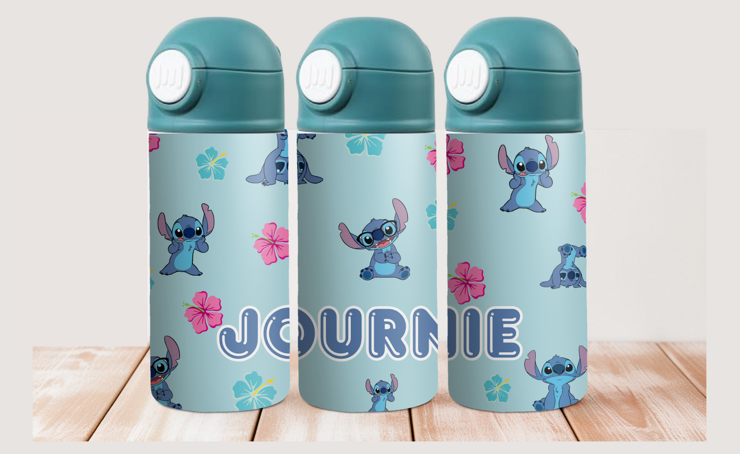  Personalized kids water bottle with Lilo & Stitch-inspired design and custom name – 12 oz