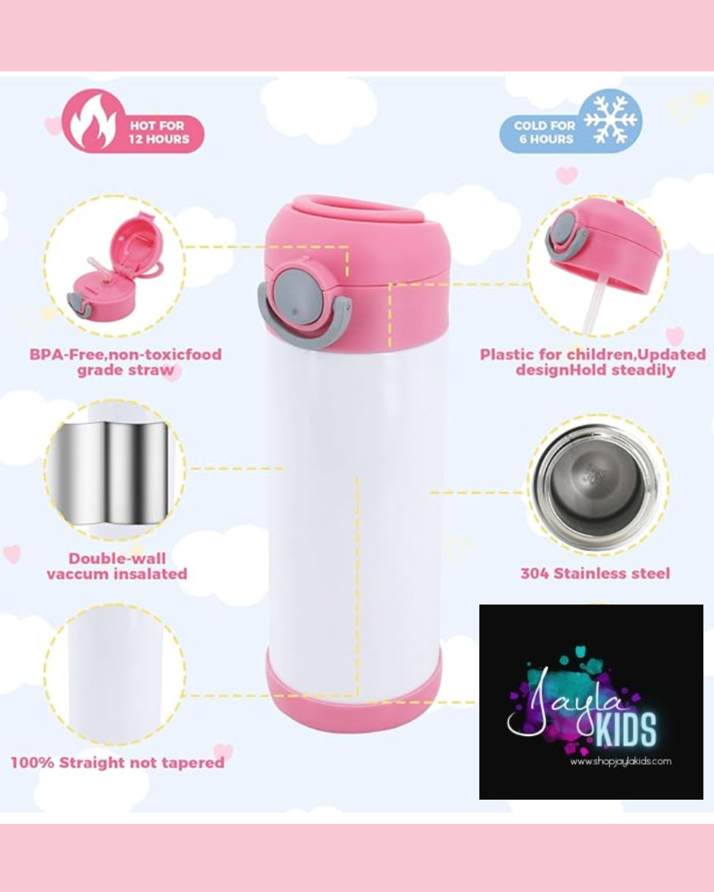 Lilo & Stitch Inspired Kids Tumbler – 12 oz Personalized Name Water Bottle