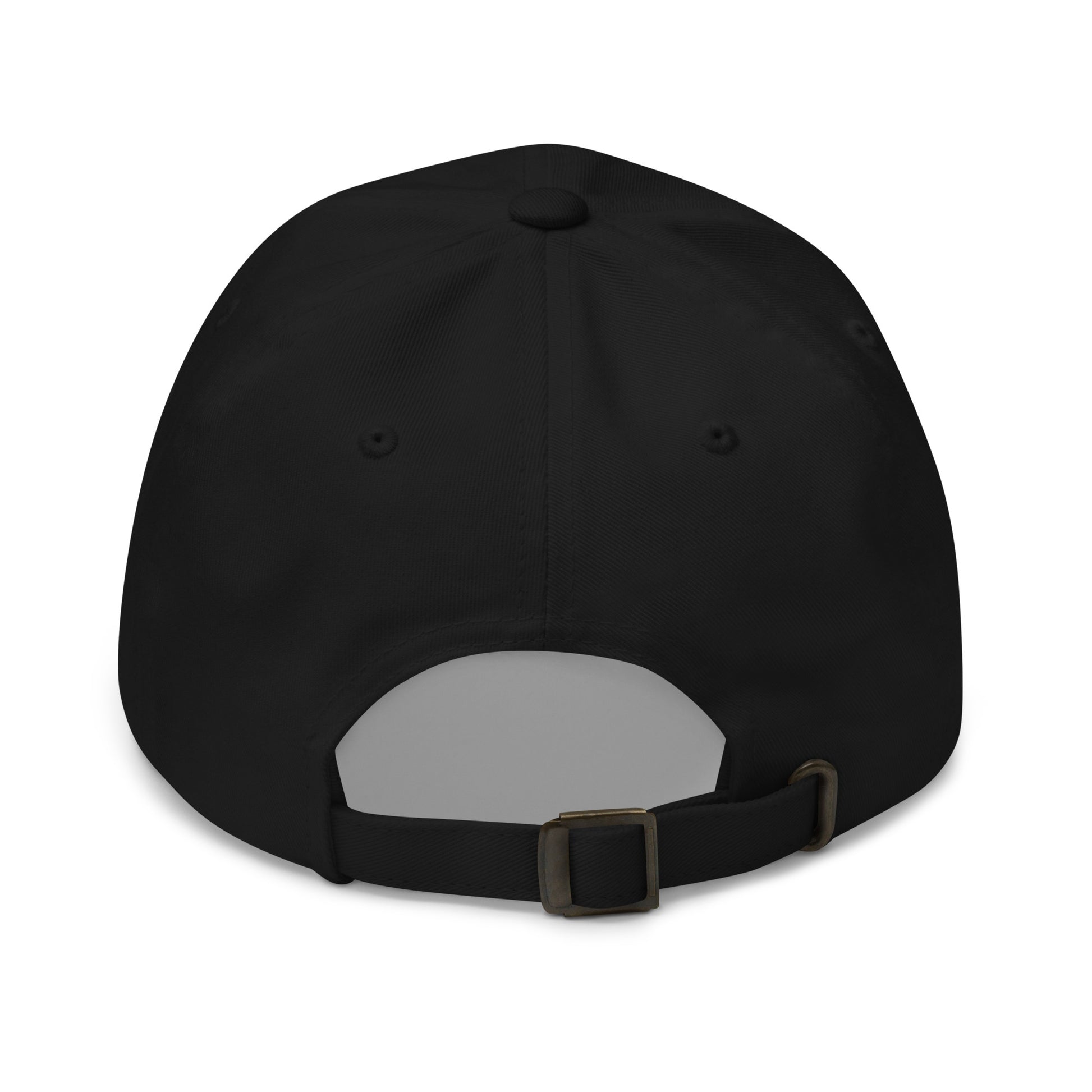 Unbothered embroidered dad hat black minimalist baseball cap Back view 