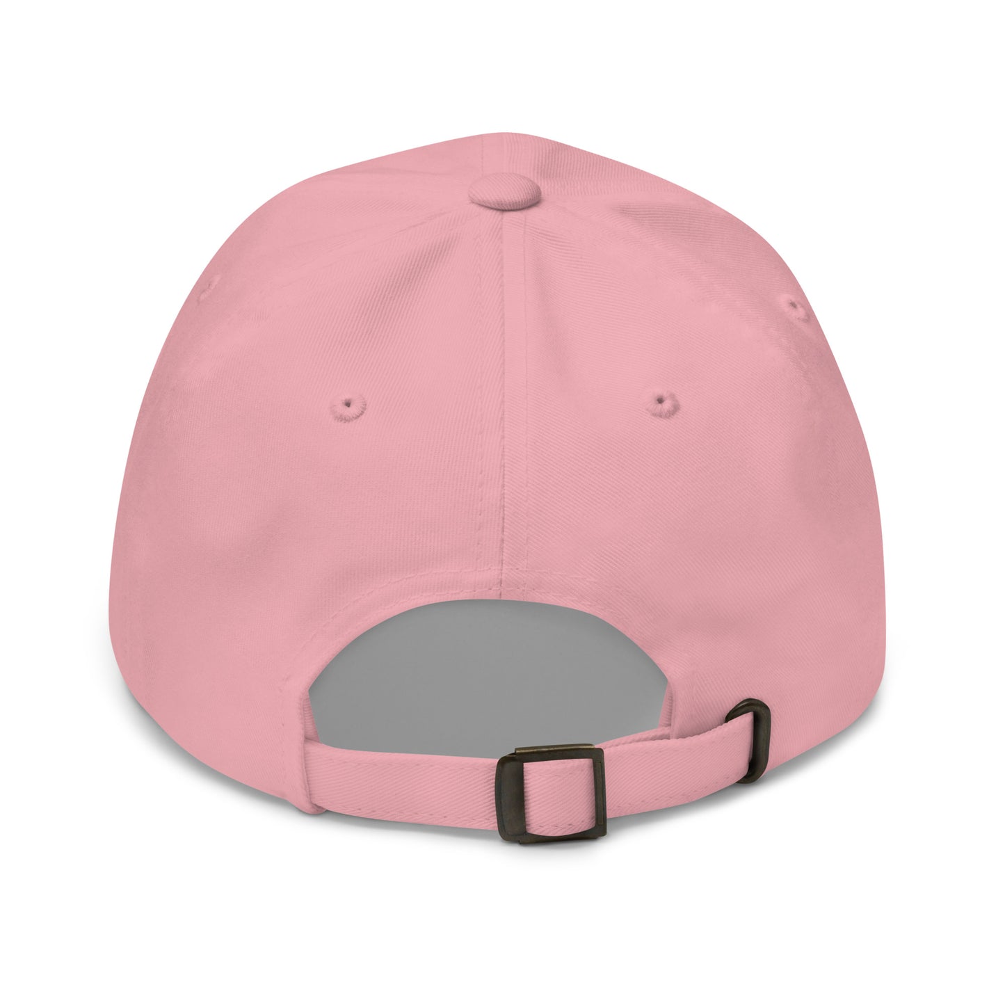 Unbothered embroidered dad hat pink minimalist baseball cap back view 