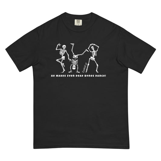 Black “Dancing Bones Tee” unisex Halloween T-shirt, Ezekiel 37