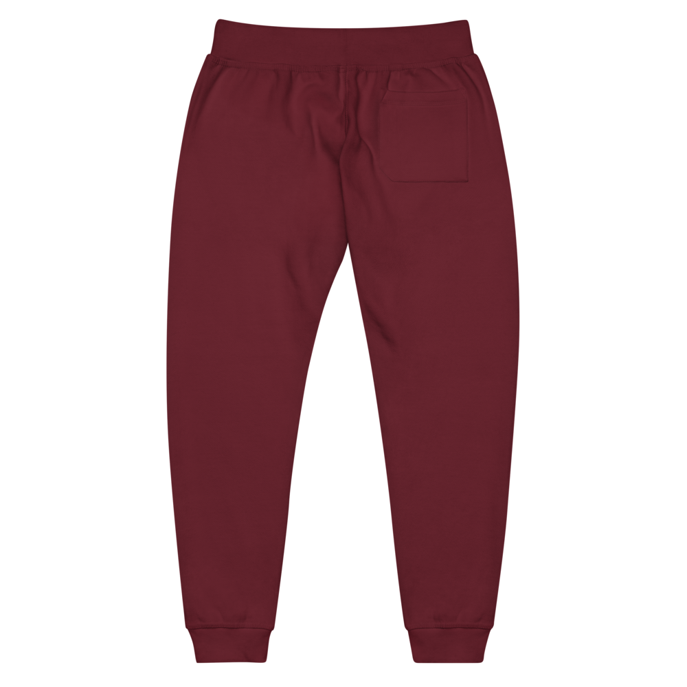 back view Maroon sweatpants with back pocket 
on a white background