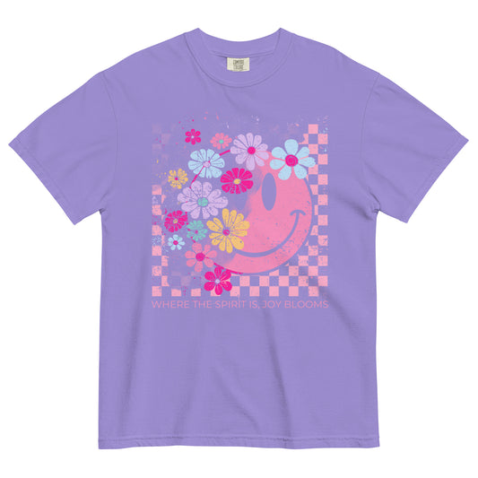 Joy Blooms Faith Tee | Christian Smiley Floral Shirt