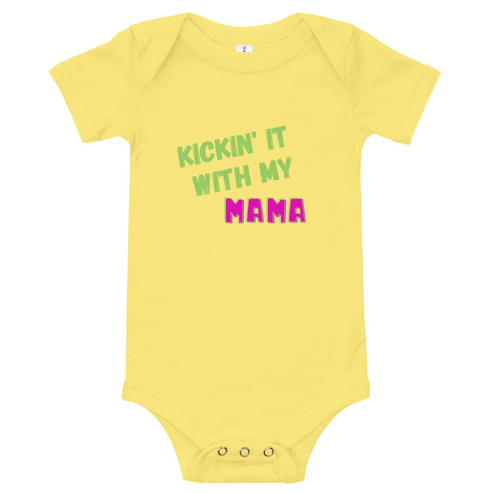 Kickin-It-with-Mama-baby-short-sleeve-baby-onesie-yellow